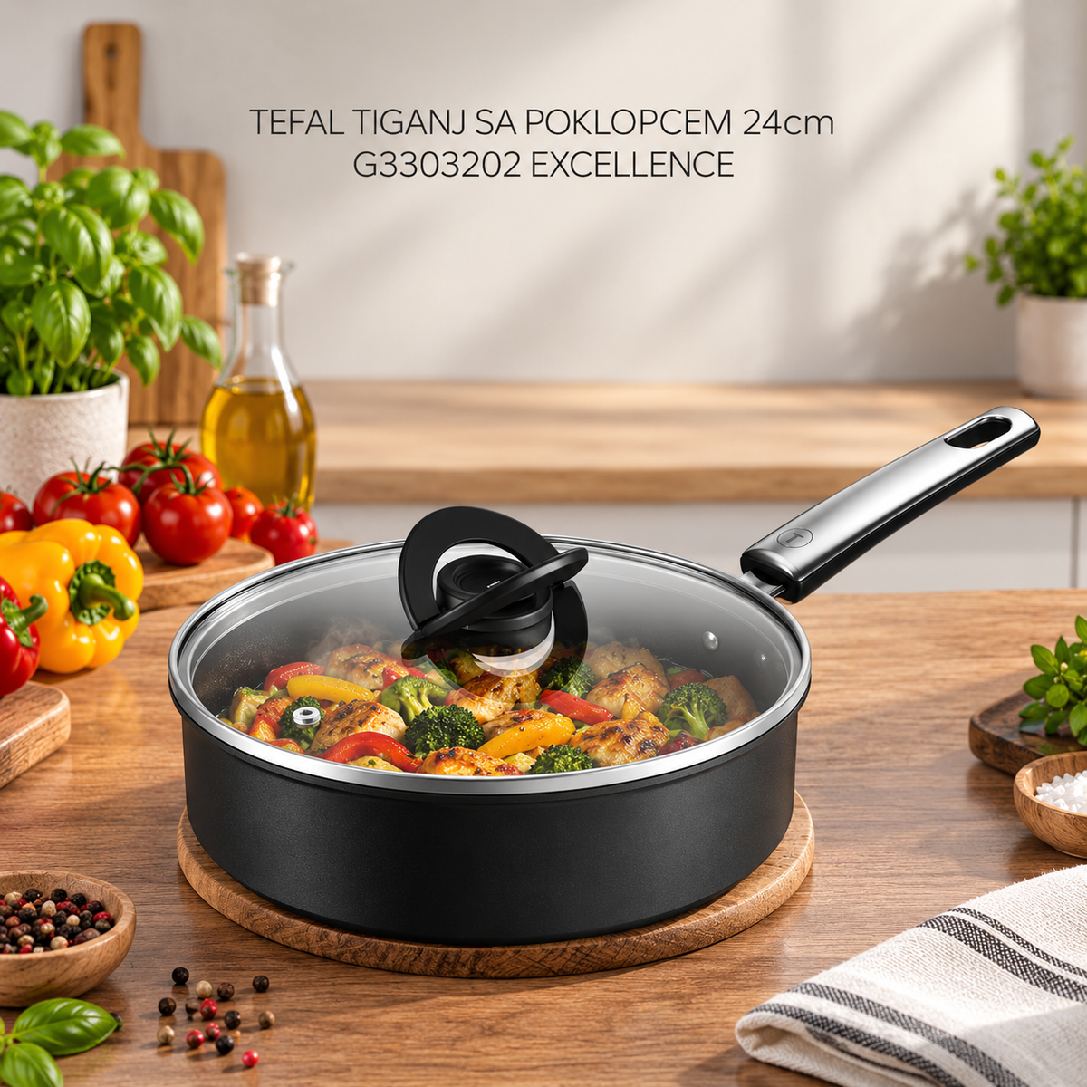 TEFAL TIGANJ SA POKLOPCEM 24cm G3303202 EXCELLENCE