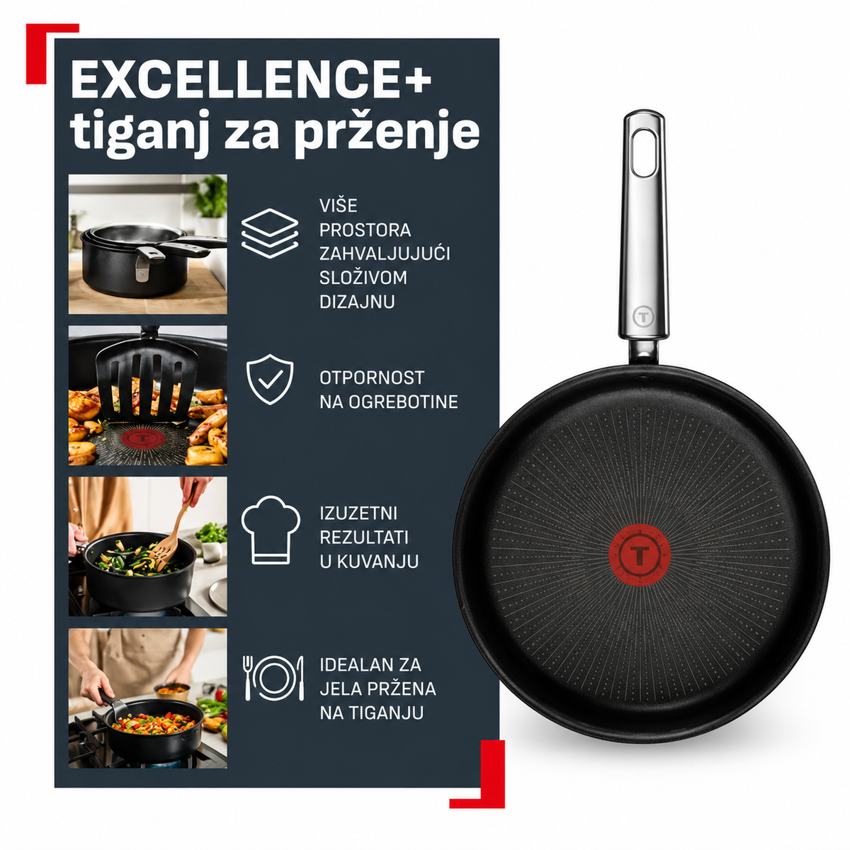 TEFAL TIGANJ SA POKLOPCEM 24cm G3303202 EXCELLENCE