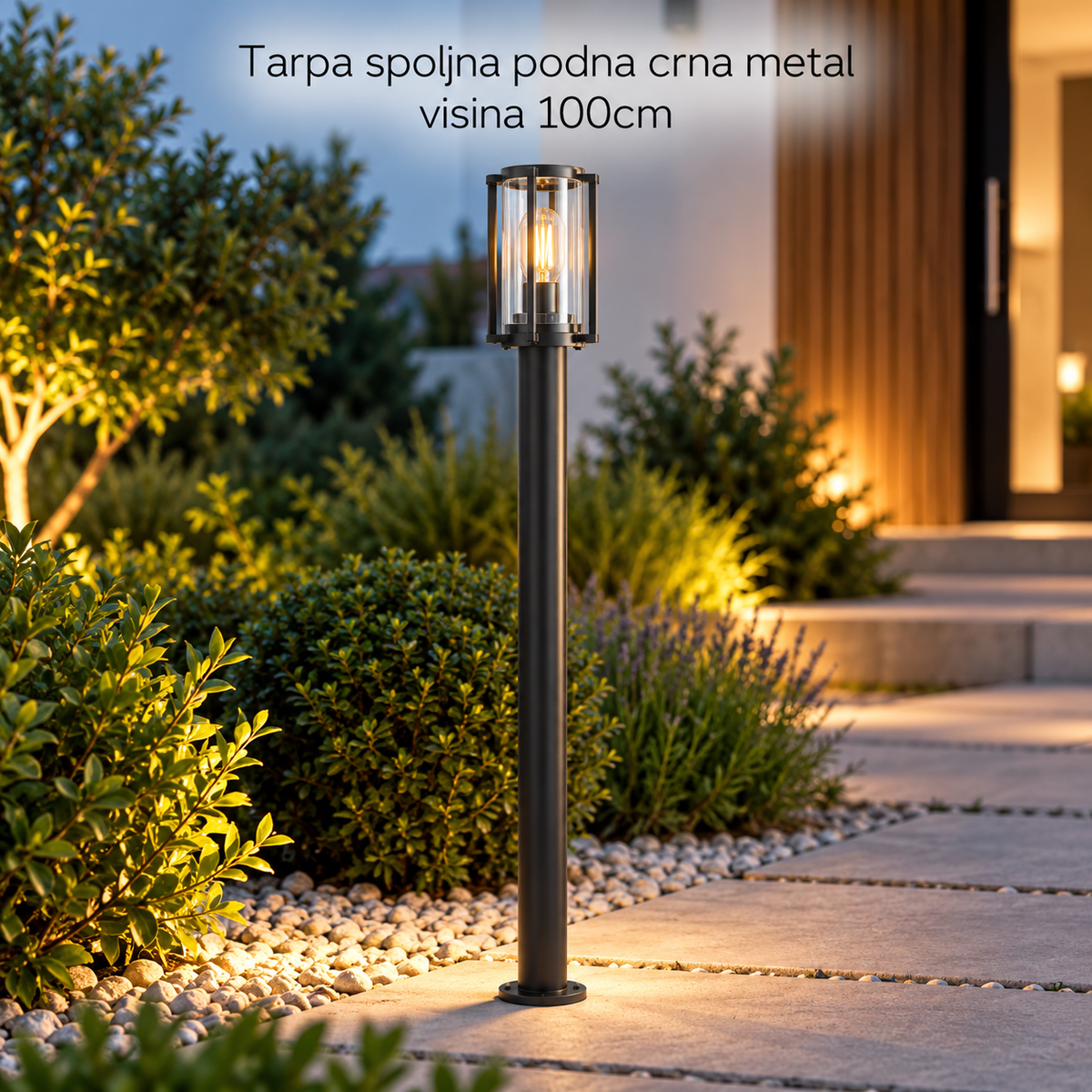 Tarpa spoljna podna E27 crna metal visina 100cm