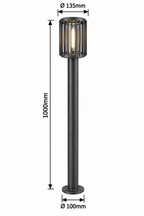 Tarpa spoljna podna E27 crna metal visina 100cm