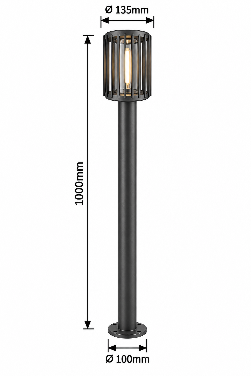 Tarpa spoljna podna E27 crna metal visina 100cm