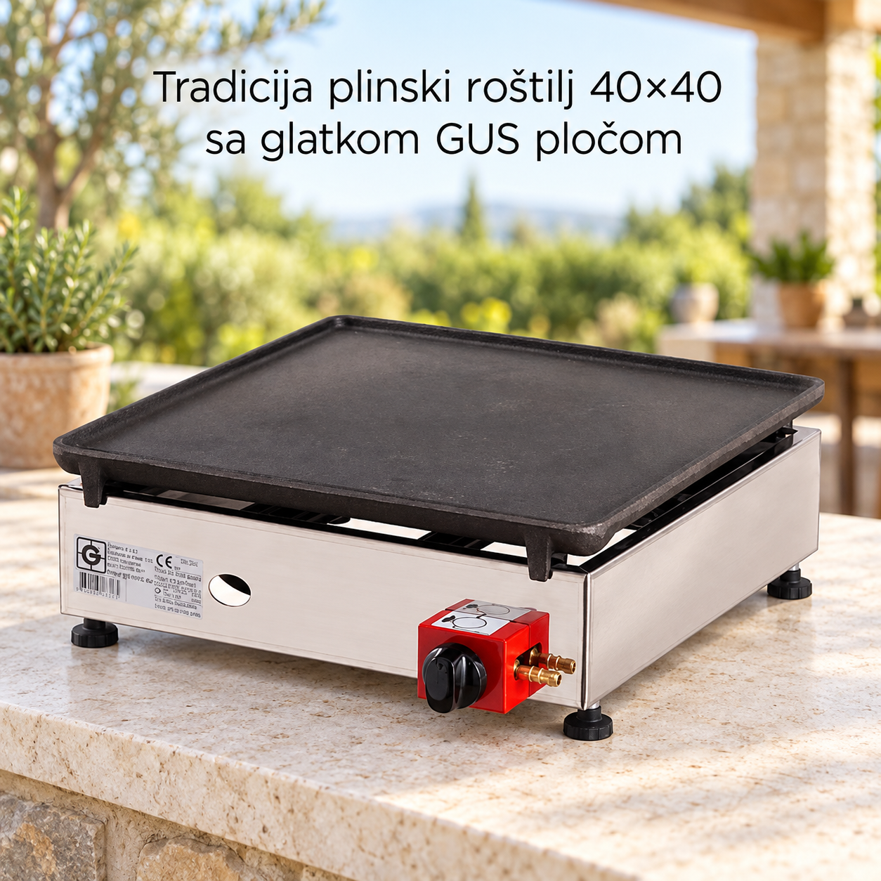 Tradicija plinski roštilj 40×40 sa glatkom GUS pločom