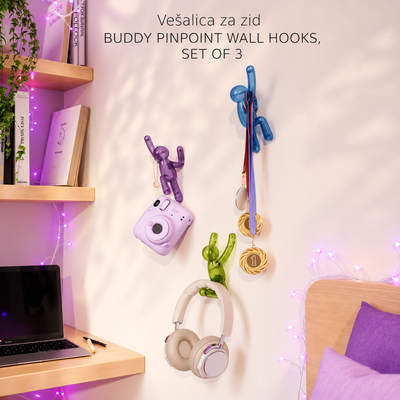 Vešalica za zid BUDDY PINPOINT WALL HOOKS, SET OF 3