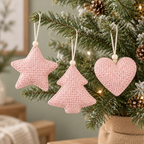 Ukras za jelku plišana zvezda, jelka i srce set 3kom  13cm roze  61300