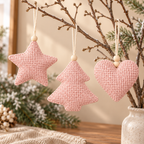 Ukras za jelku plišana zvezda, jelka i srce set 3kom  13cm roze  61300