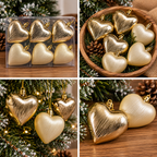 Ukras za jelku srca zlatna set 6kom  8cm LJ126902