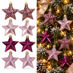 Ukras za jelku zvezde set 8kom roze 7cm 152887