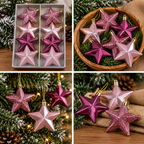 Ukras za jelku zvezde set 8kom roze 7cm 152887