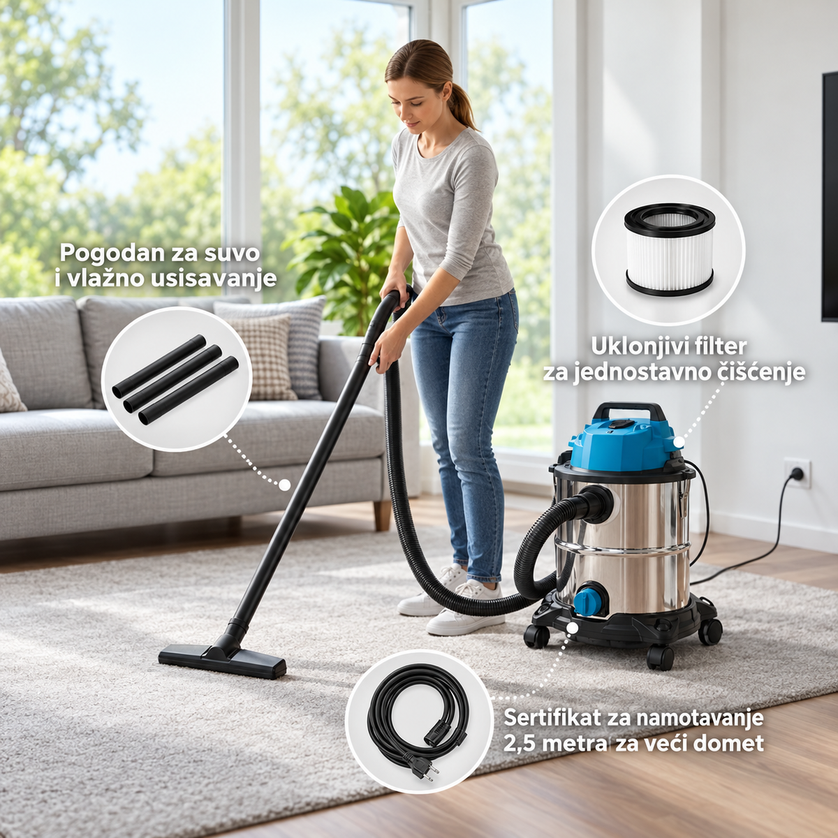 Usisivač za suvo i mokro usisavanje 20l 1400W USM3214-20