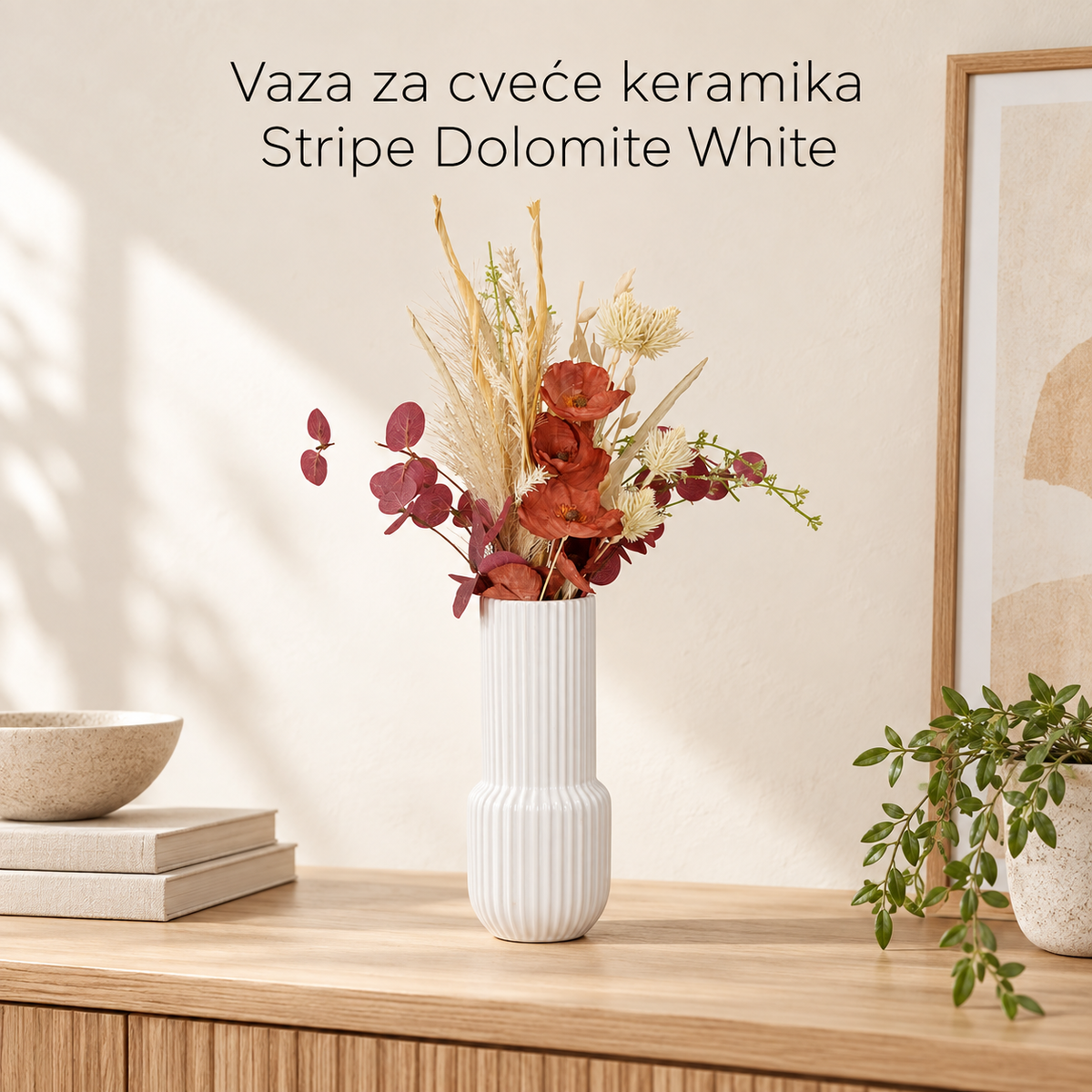 Vaza za cveće keramika Stripe Dolomite White
