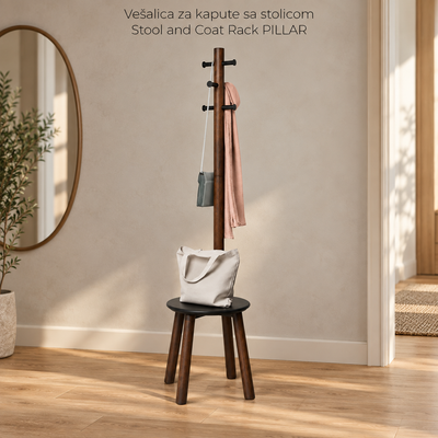 Vešalica za kapute sa stolicom Stool and Coat Rack PILLAR