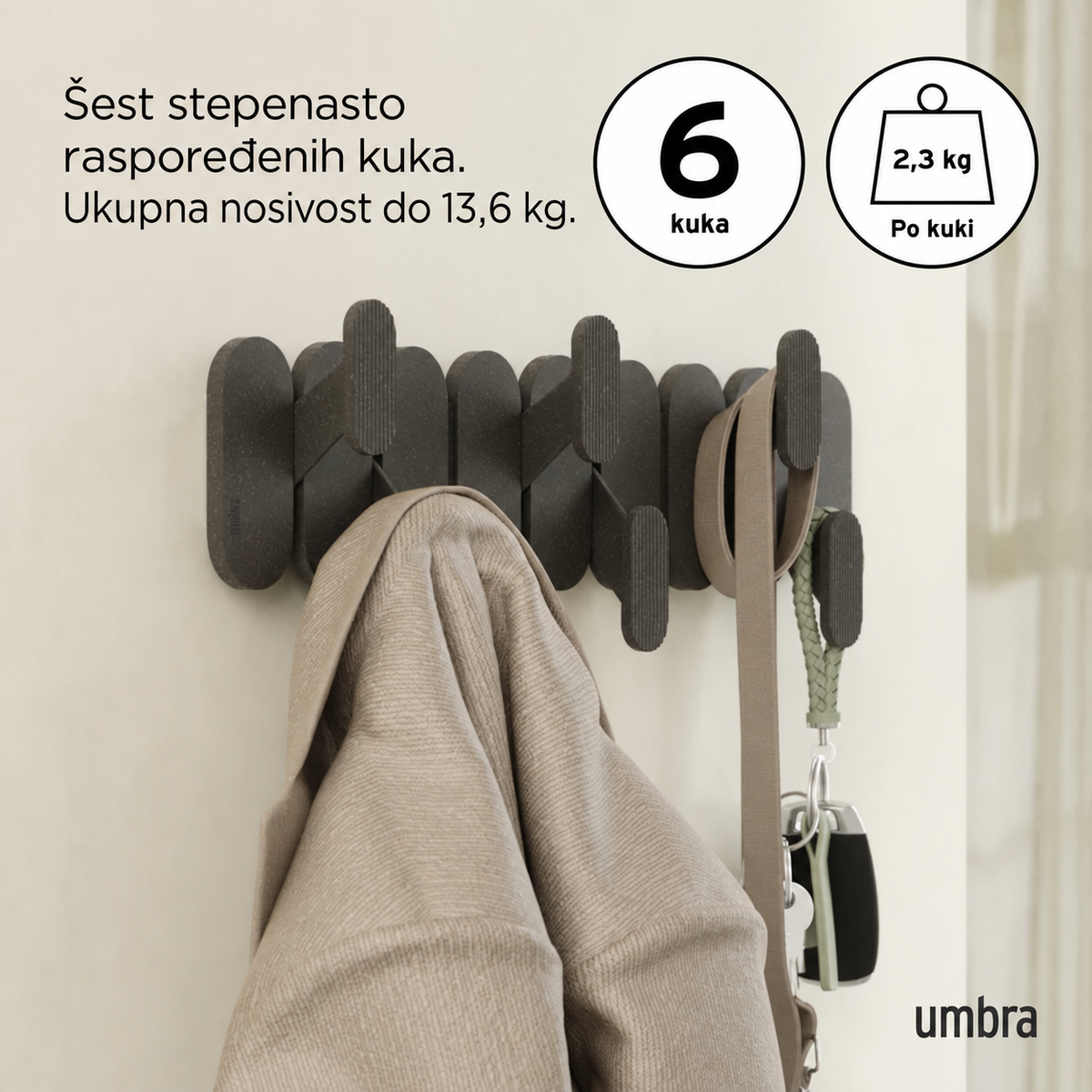 Vešalica za zid TEMPO 6 WALL HOOK