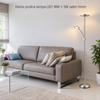 Vlasta podna lampa LED 18W + 5W saten hrom