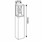 Wales spoljna podna lampa aluminijum crna drvo stakleni abazur E27 60W