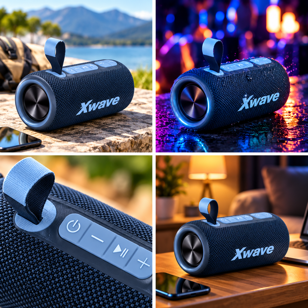Xwave bluetooth zvučnik 2x12W/USB-C/Aux-Line In/3600mAh B-charge-blue
