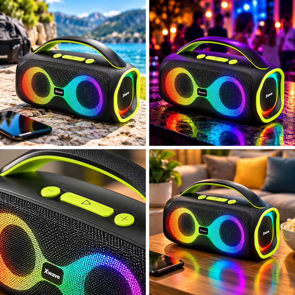 Xwave bluetooth zvučnik 70W/USB-C/RGB-LED/4000mAh B-Happy-black