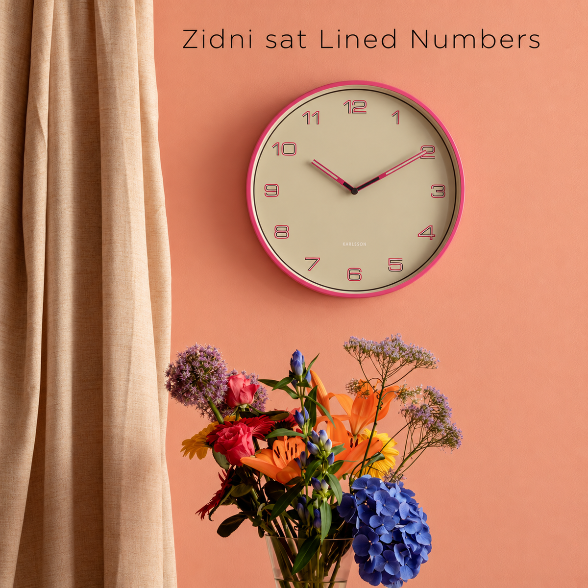 Zidni sat Lined Numbers