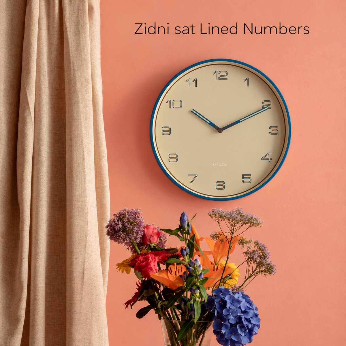 Zidni sat Lined Numbers