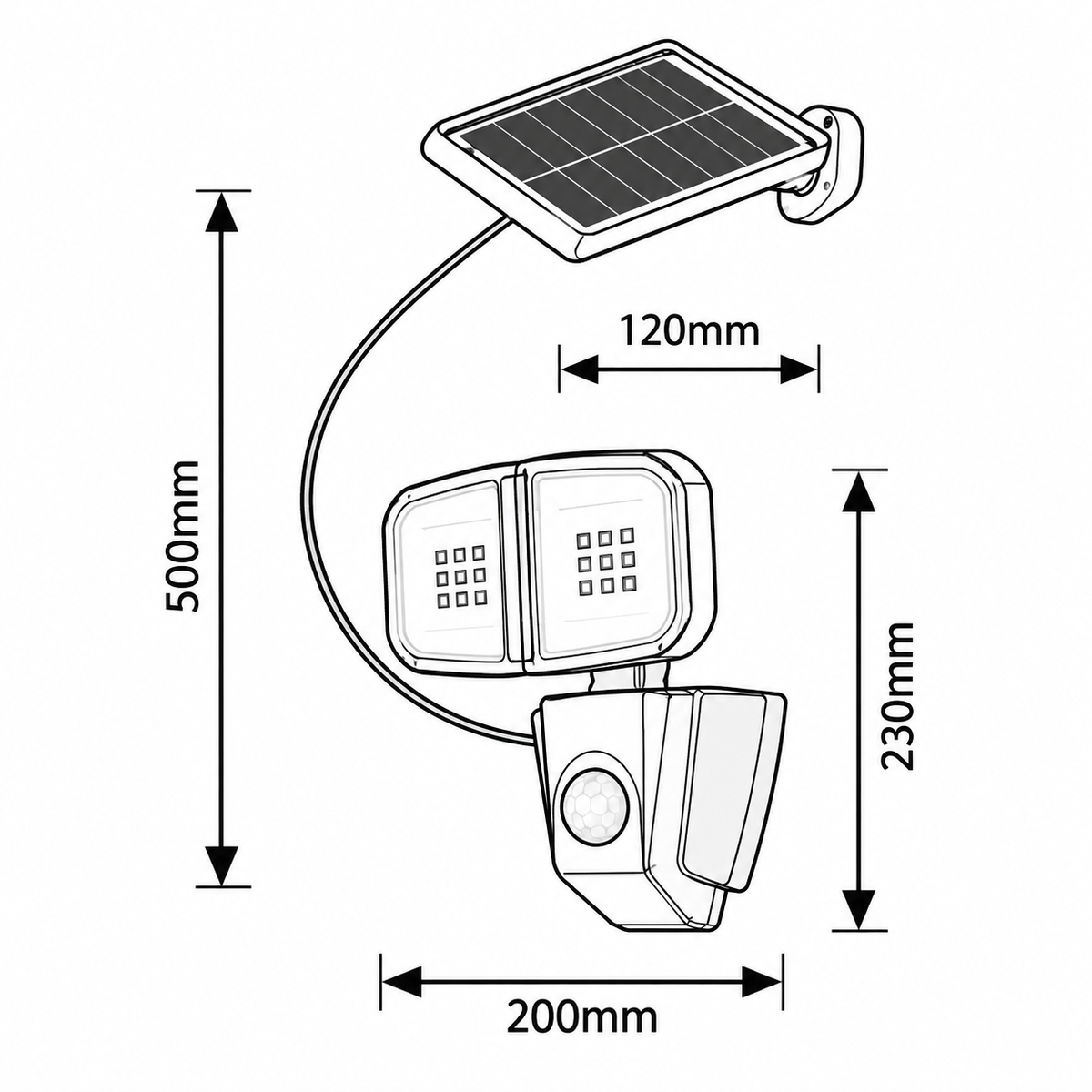 Zlarin spoljna solarna zidna lampa 12W duzina kabla 500cm senzor pokreta