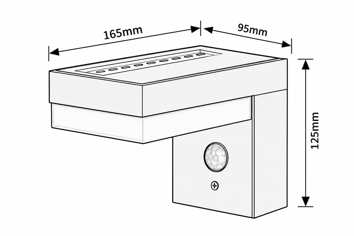 Zrebar spoljna solarna zidna lampa crna aluminijumska 6W