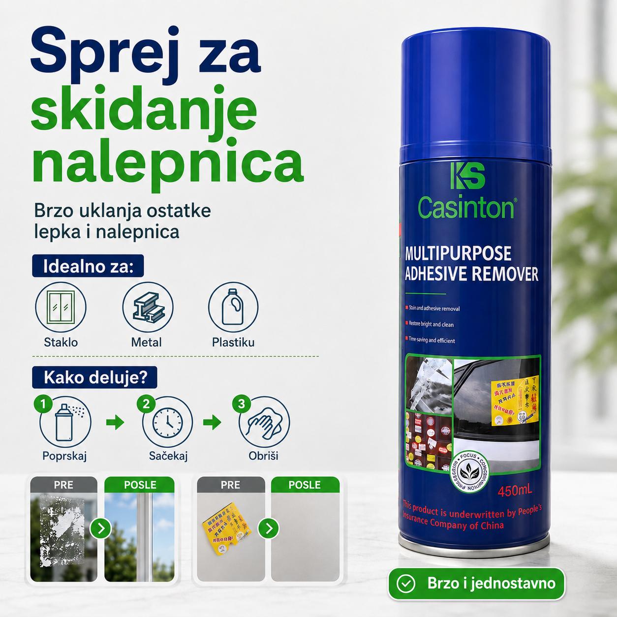 Casinton sprej za uklanjanje nalepnica i ostataka lepka – 450 ml