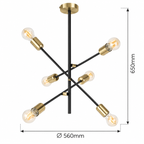Lanny visilica LED E27 6x60W crno