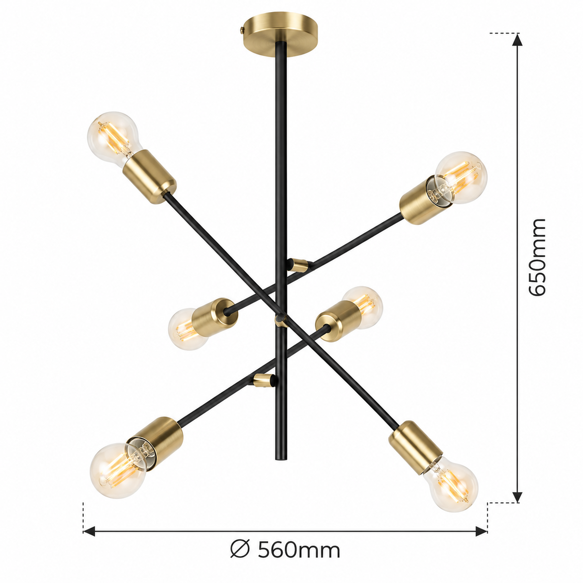 Lanny visilica LED E27 6x60W crno