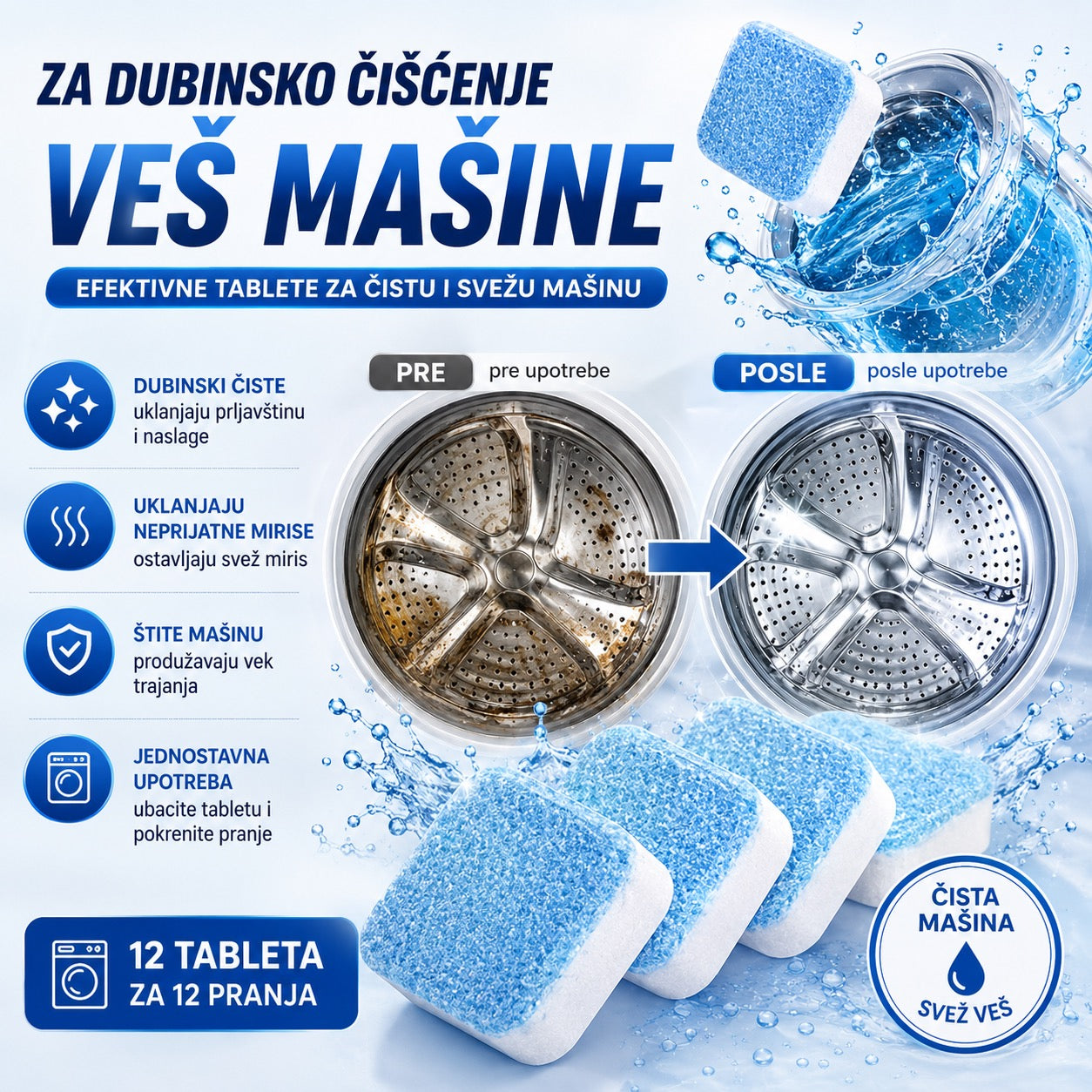 Tablete za čišćenje mašine