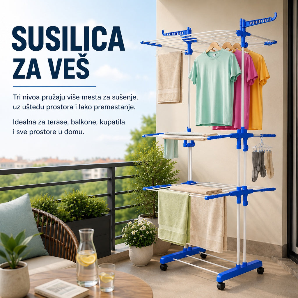 Three-tier laundry drying rack - Maximum drying space with minimum footprint