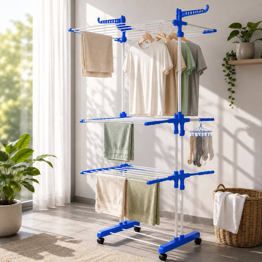 Three-tier laundry drying rack - Maximum drying space with minimum footprint